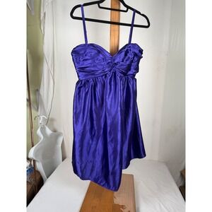 Purple Satin Bubble Hem Mini Dress Sweetheart Neck Corset Back Size 8 NWT